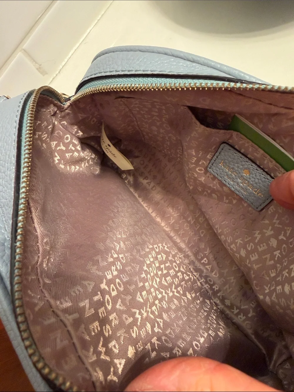 kate spade Light Blue Mulberry Street Pebbled Leather Crossbody Bag